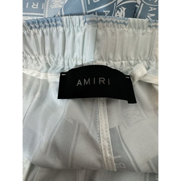 NWT Amiri Logo Print Silk Shorts - Picture 8 of 11